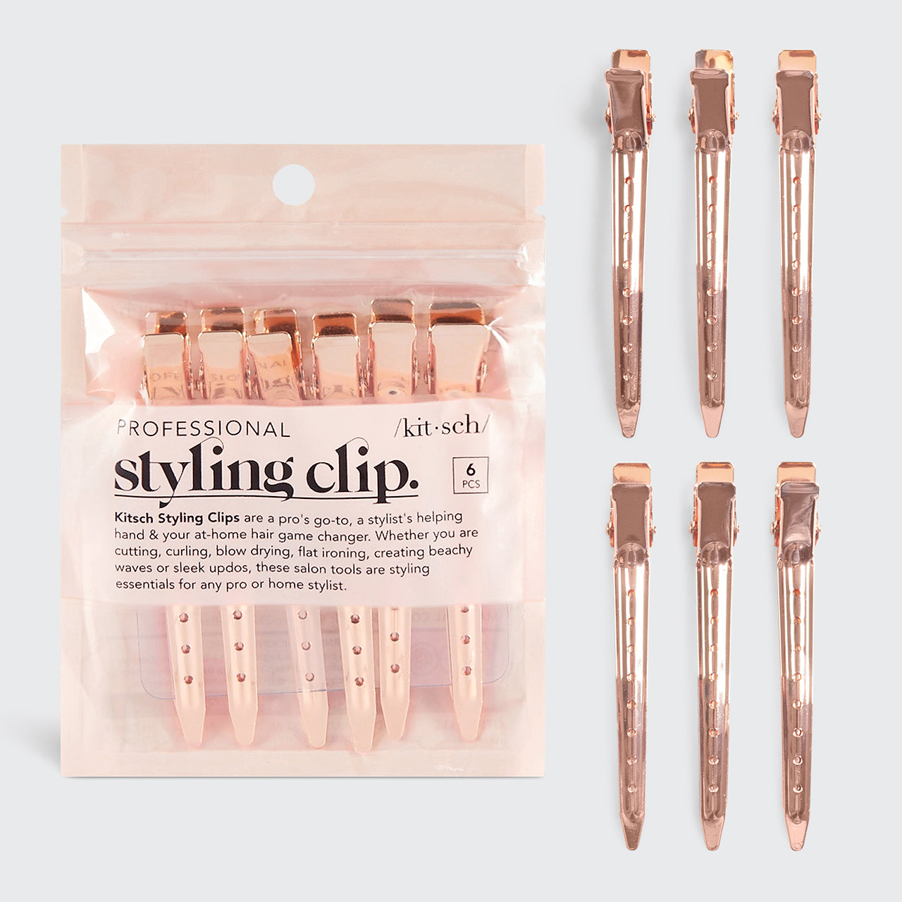 Rose Gold Styling Hair Clips 6pc Set