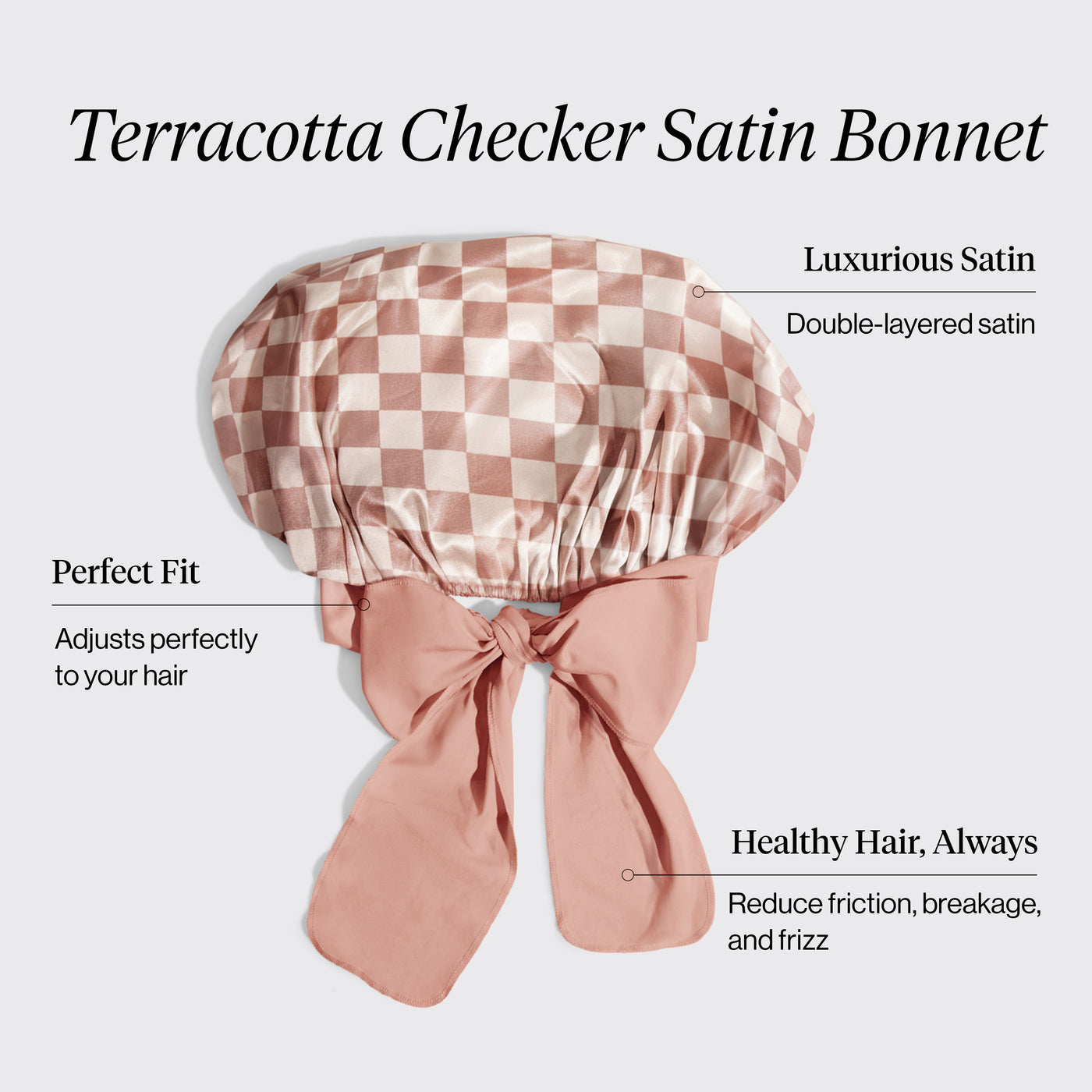 Terracotta Checker Oversized Satin Bonnet
