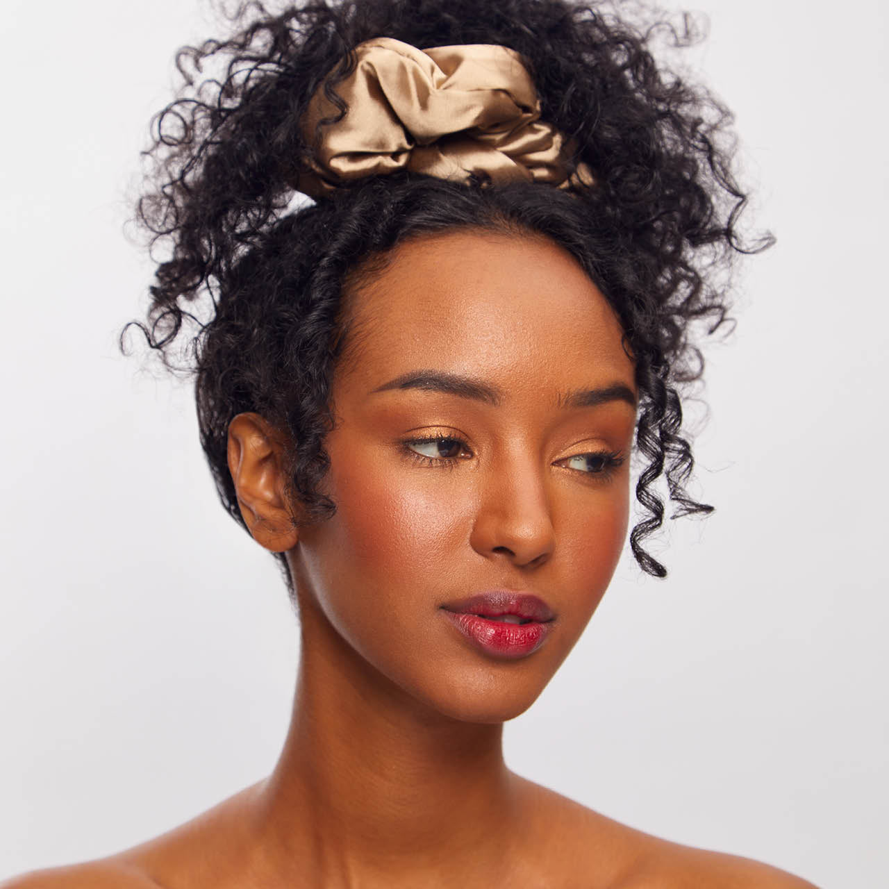 Charcoal & Gold Satin Pillow Scrunchies 2pc Set