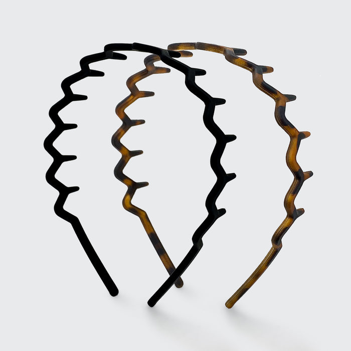 Zig Zag Headband 2pc- Black & Tort