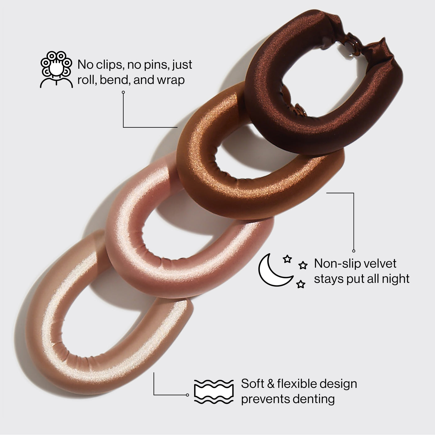 Rosewood Jumbo Satin Flexi Rods 4pc Set