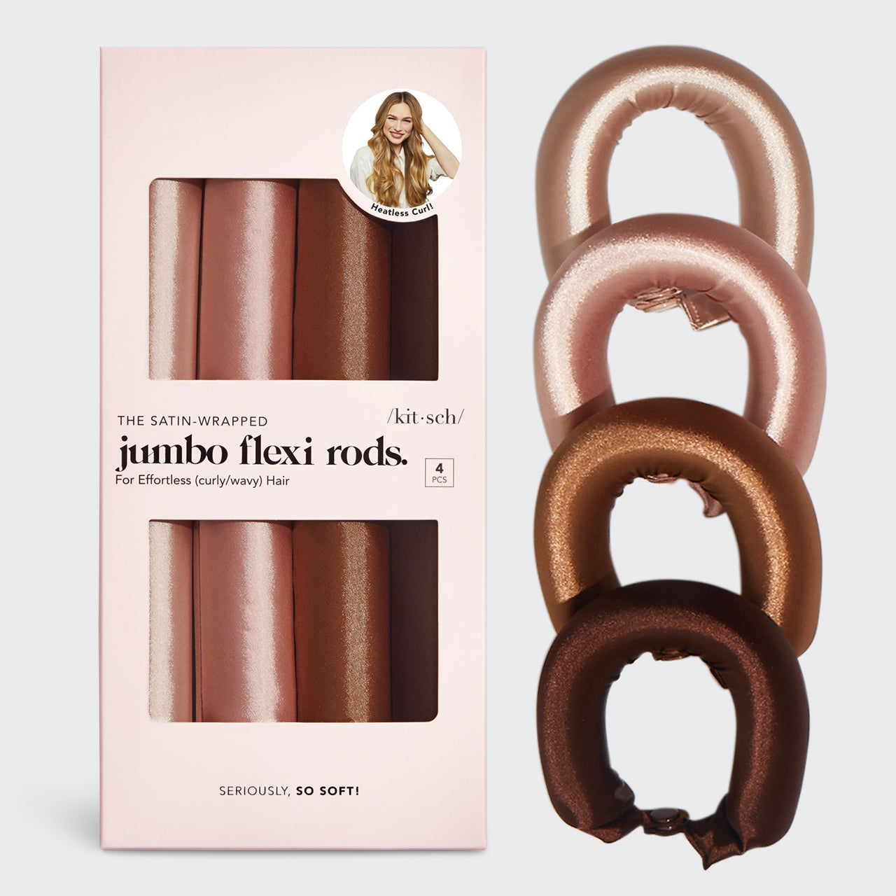 Rosewood Jumbo Satin Flexi Rods 4pc Set