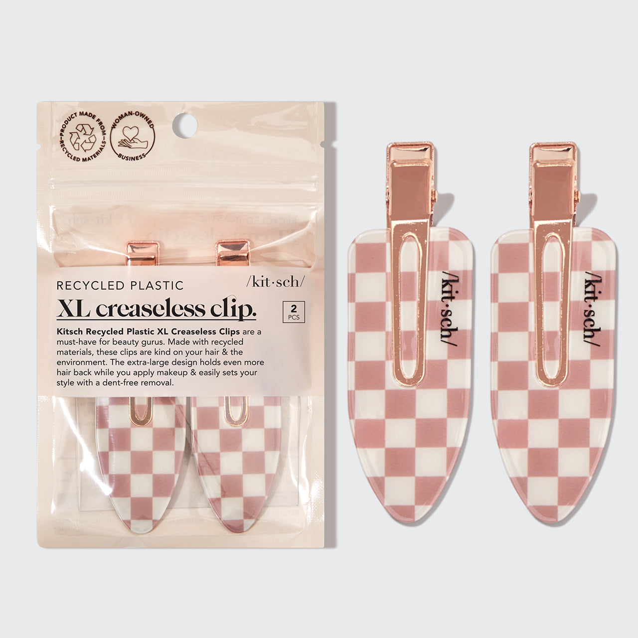 XL Terracotta Checker Creaseless Clips 2pc Set