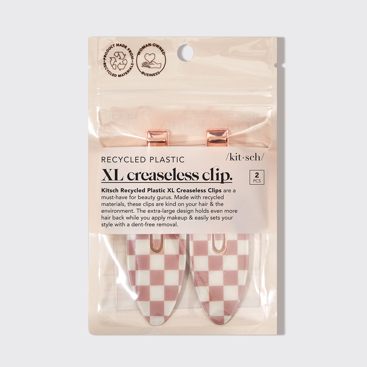 XL Terracotta Checker Creaseless Clips 2pc Set
