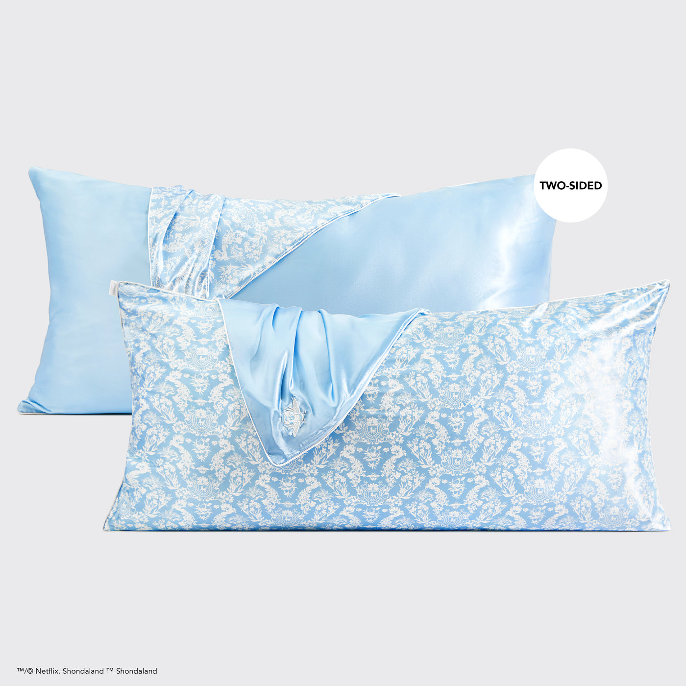 Kitsch x Bridgerton Satin Pillowcase in Toile De Blue - King