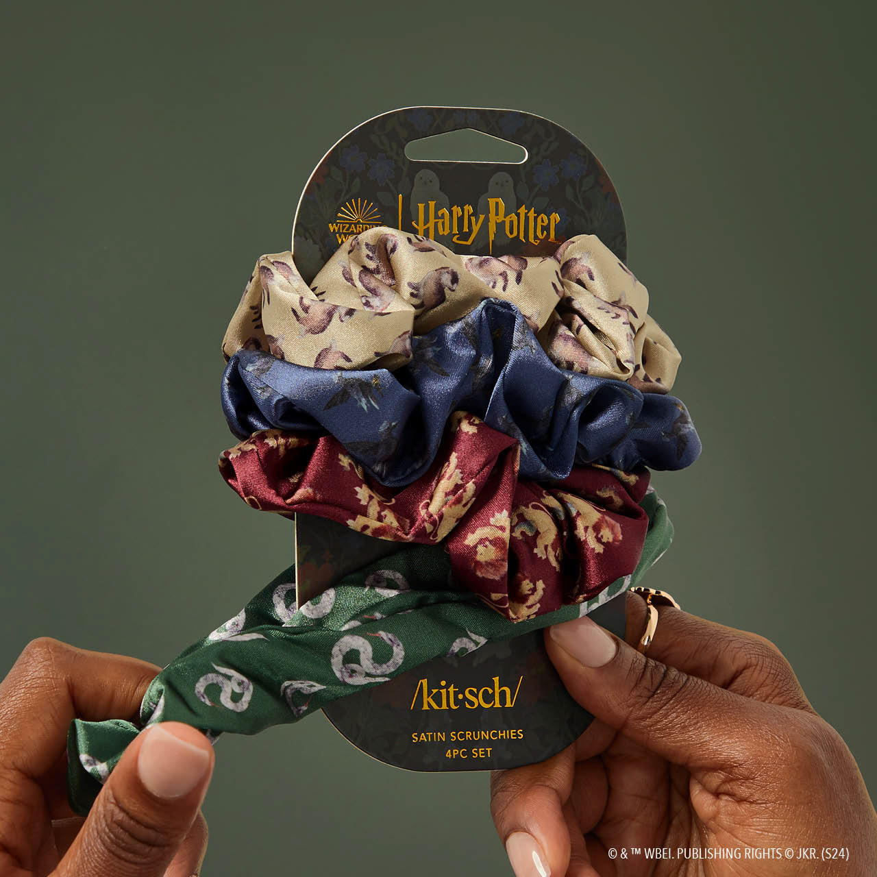 Kitsch x Harry Potter Satin Scrunchies 4pc Set in All Houses