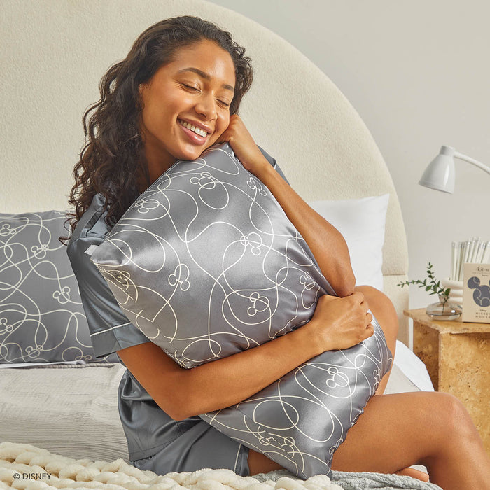 Kitsch x Mickey and Minnie Satin Pillowcase in Mickey Maze