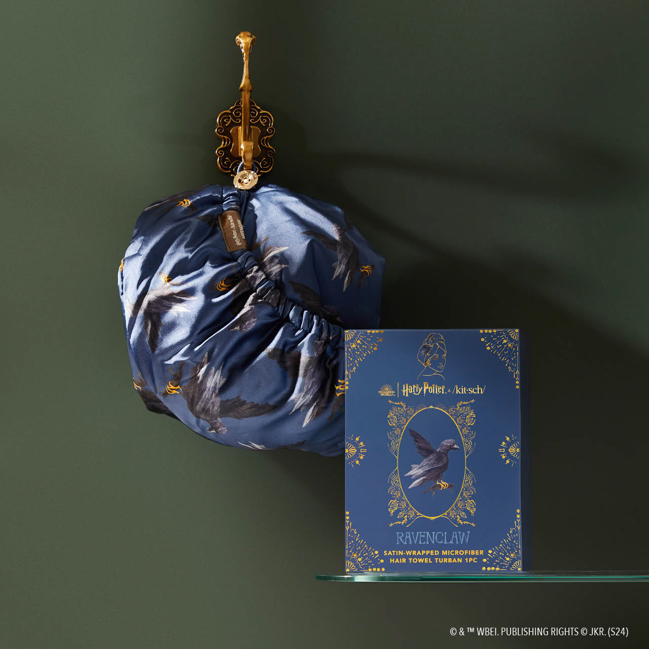 Kitsch x Harry Potter Satin Wrapped Hair Towel in Ravenclaw