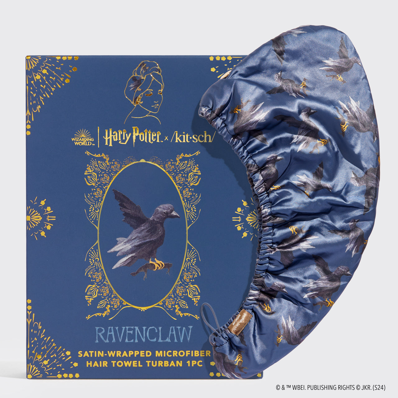 Kitsch x Harry Potter Satin Wrapped Hair Towel in Ravenclaw