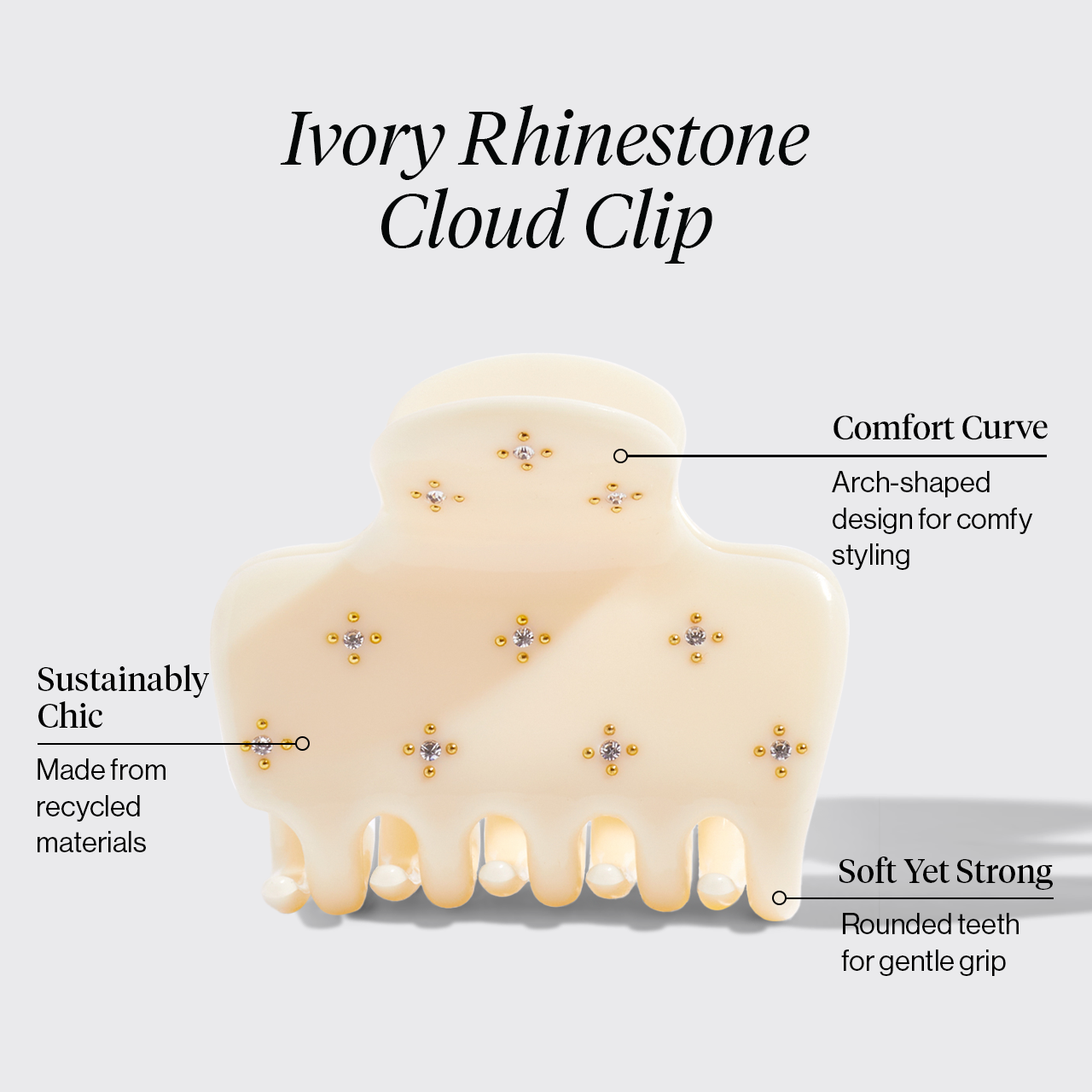 Ivory Rhinestone Cloud Claw Clip