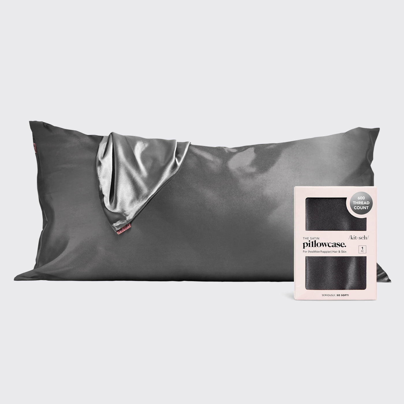 Satin Pillowcase in Charcoal - King