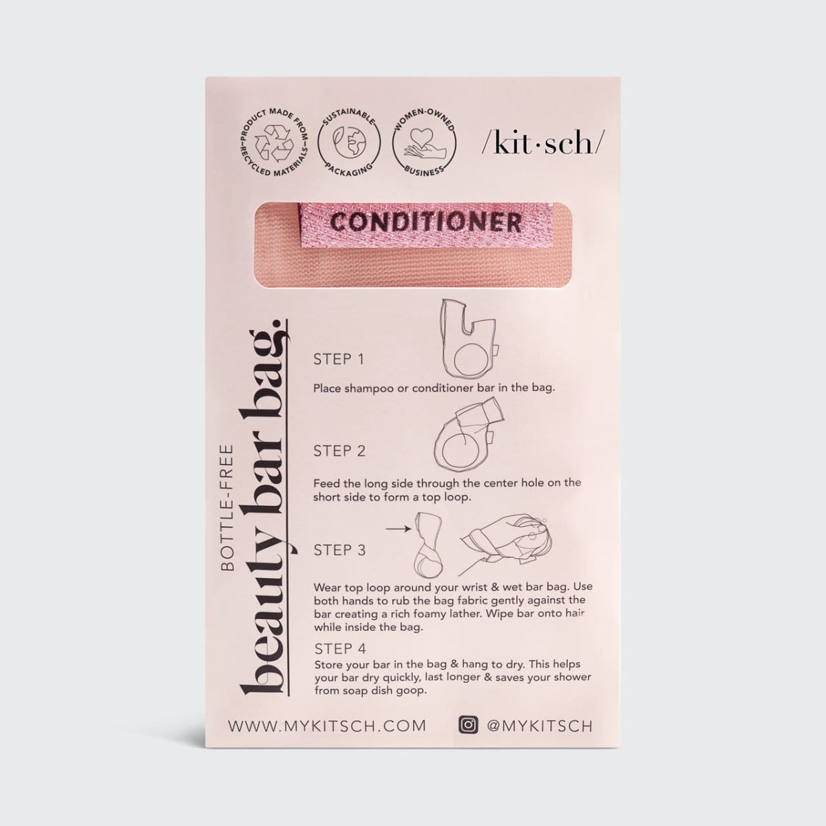 rPET Bottle-free Beauty Bar Conditioner Bag - Coral - KITSCH