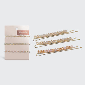 Beaded Bobby Pins - Blush/Mauve
