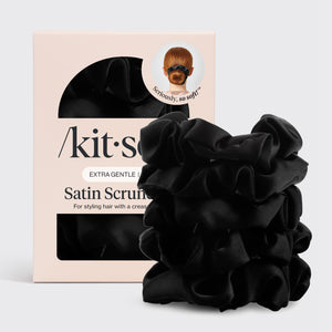 Black Satin Sleep Scrunchies 5pc Set