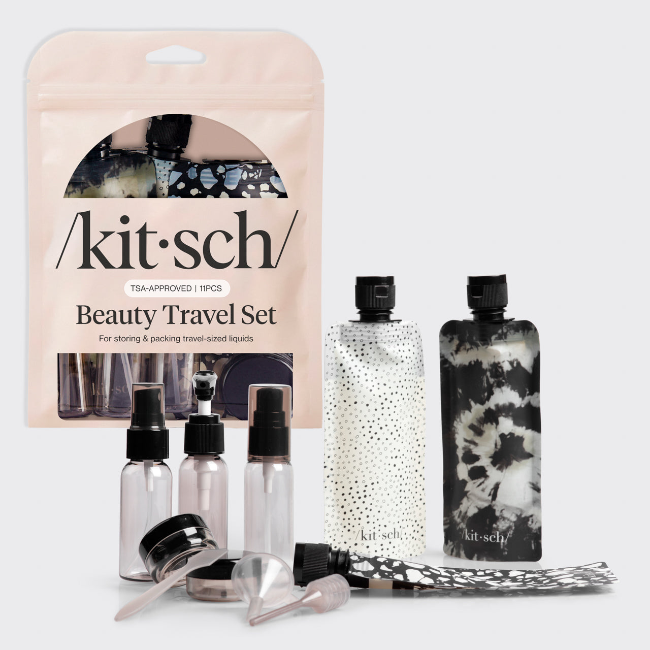 Black & Ivory Travel Bottles for Toiletries 11pc Set