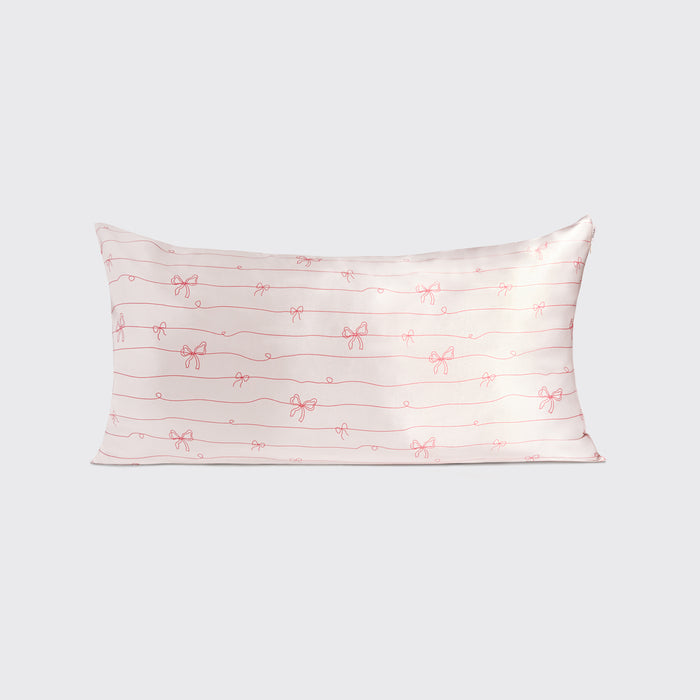 Satin Pillowcase in Striped Bows - King