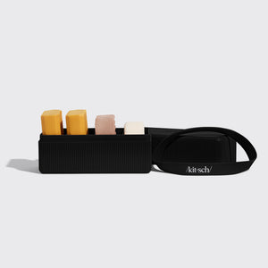 Black 4-Compartment Travel Case included in the FREE Travel Kit, front view