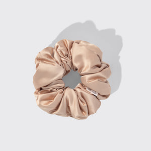 KITSCH Pillow Scrunchies® in Satin 4pc - Blush — product detail — close-up of plush satin scrunchie texture — gentle on strands, prevents creases and breakage