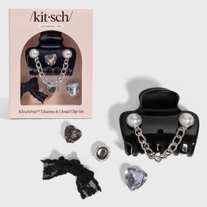 KitschPop Vintage Black Cloud Clip & Charms Set - hero product shot