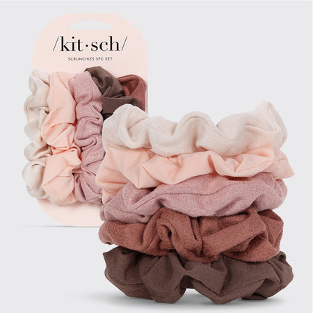 Textured Scrunchies 5pc Set Terracotta