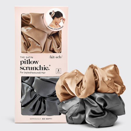 Charcoal & Satin Pillow Scrunchies