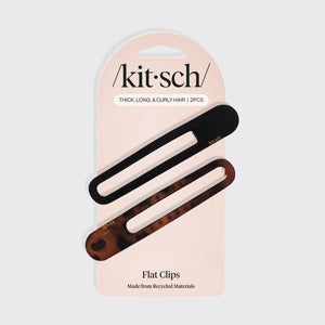 Black & Tort Curved Flat Lay Claw Clips 2pc Set