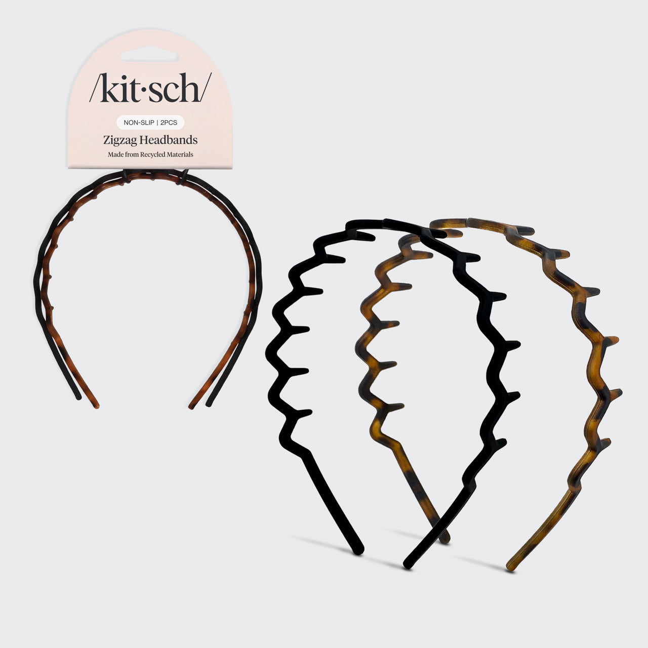 Zig Zag Headband 2pc- Black & Tort