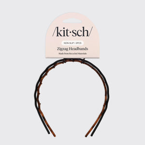 Zig Zag Headband 2pc- Black & Tort