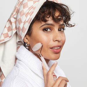 Terracotta Checker XL Hair Towel Wrap