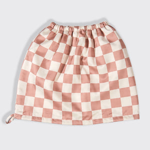 Terracotta Checker Satin Shower Cap
