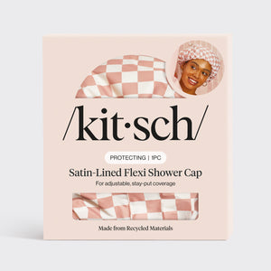Terracotta Checker Satin Shower Cap