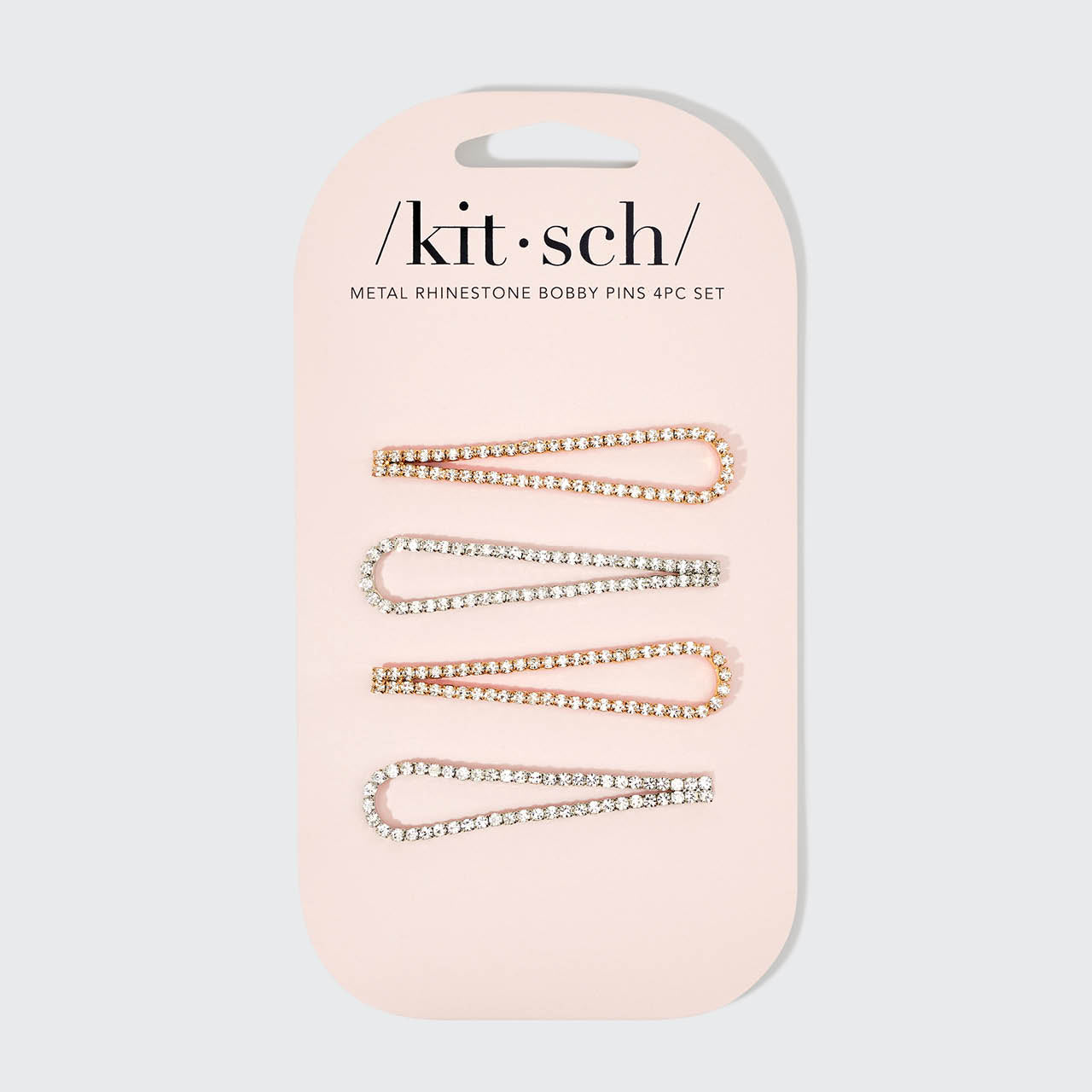 Metal Rhinestone Drop Bobby Pins 4pc Set - Gold and Silver