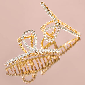 Gold Metal Rhinestone Loop Claw Clip