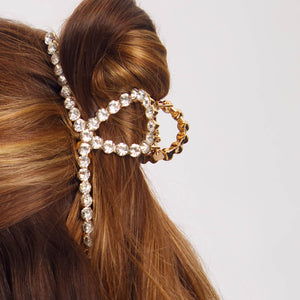 Gold Metal Rhinestone Loop Claw Clip