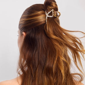 Gold Metal Rhinestone Loop Claw Clip
