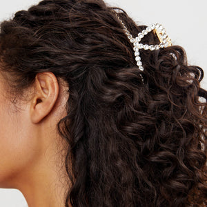 Gold Metal Rhinestone Loop Claw Clip