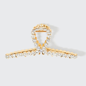 Gold Metal Rhinestone Loop Claw Clip