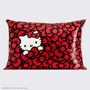 Kitsch x Hello Kitty Satin Pillowcase in Kitty Bathes in a Sea of Bows