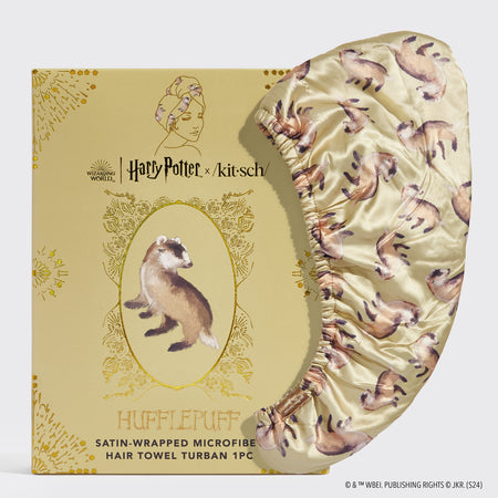 Kitsch x Satin Wrapped Hair Towel Hufflepuff