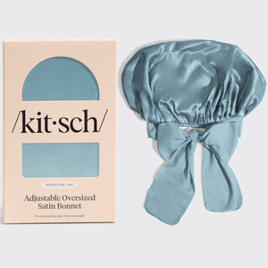 Haze Blue Oversized Satin Bonnet