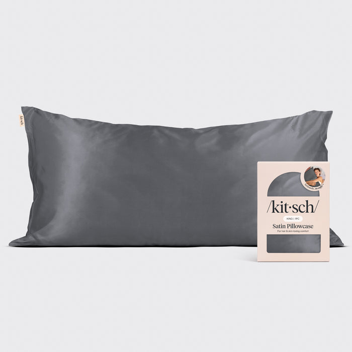 Satin Pillowcase in Charcoal - King