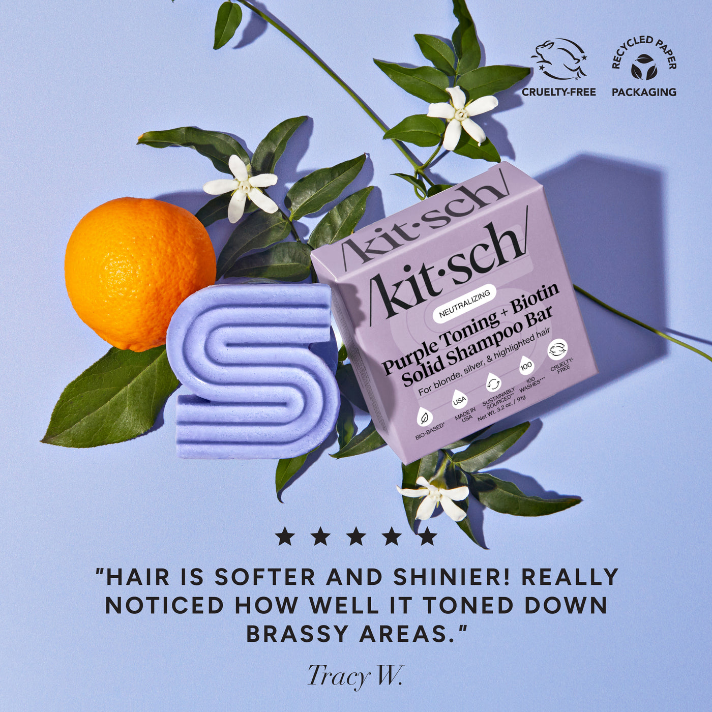 Purple Toning Shampoo Bar for Color Treated & Grey Hair