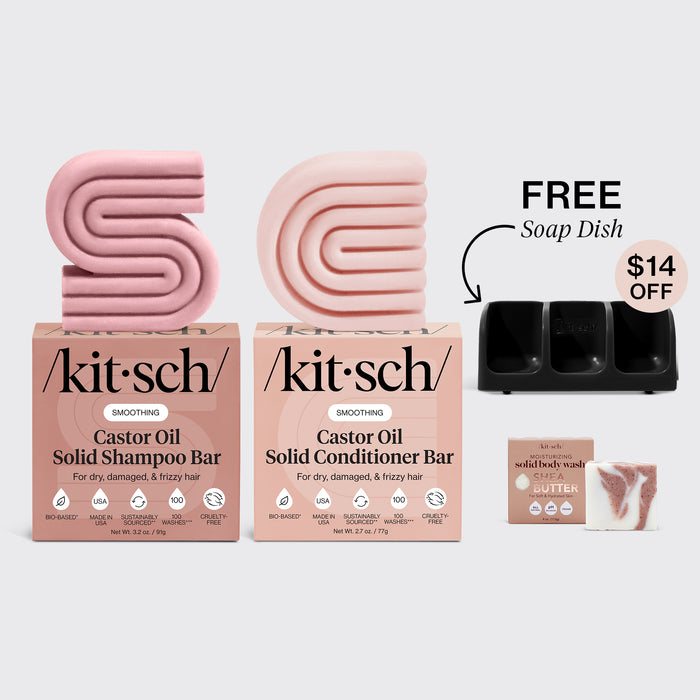 Nourishing Castor Oil Self Draining Black Soap Dish Bundle