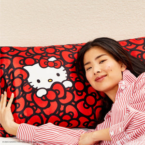 Kitsch x Hello Kitty Satin Pillowcase in Kitty Bathes in a Sea of Bows