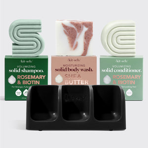 Rosemary & Biotin Shampoo + Conditioner + Body Wash + Soap Dish Bundle