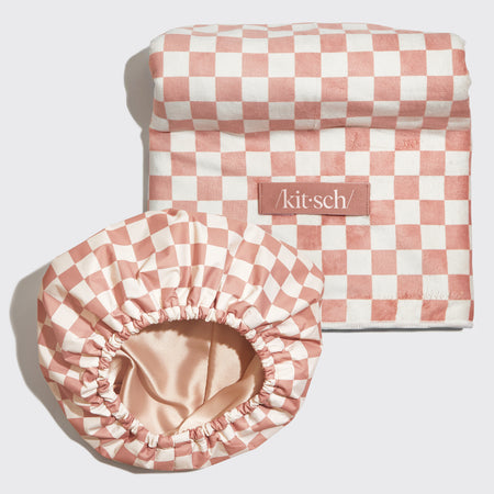Satin Lined Flexi Shower Cap + Hair Towel Bundle