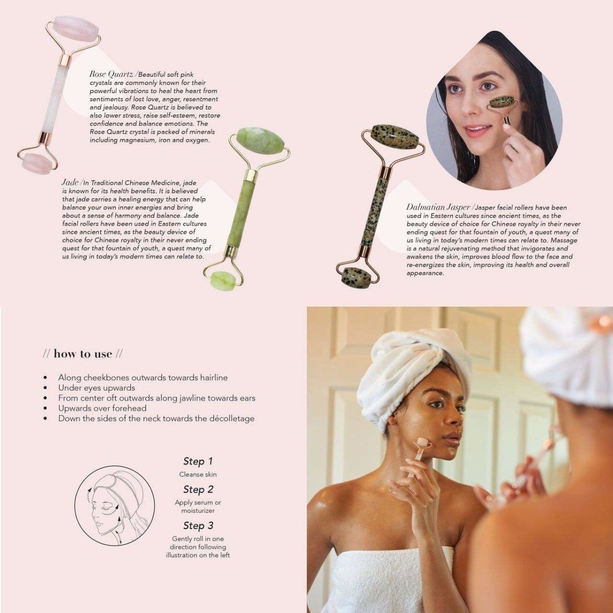 Rose Quartz Facial Roller - KITSCH